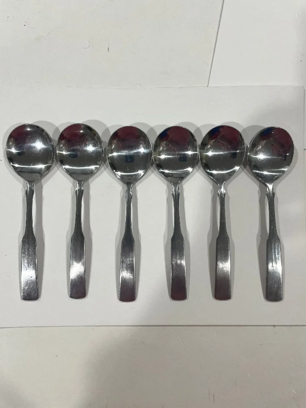 VTG 6 Oneida Royal Provencial 56 Silver Plate Soup Spoons Fiddler Pattern MCM
